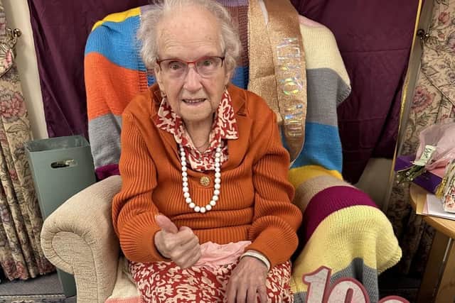 Flo celebrating her 100th birthday