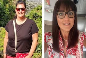 Emma Middleton a year ago (left) and now (right) having lost four stone and taken over running the Bulwell Slimming World group