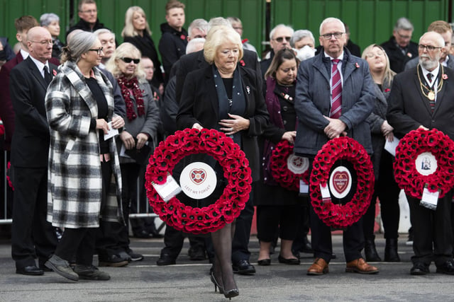 Ann Budge during Hearts Remembrance Sunday Activity at Haymarket Terrace, on November 14, 2021, in Edinburgh, Scotland. (Photo by Paul Devlin / SNS Group)