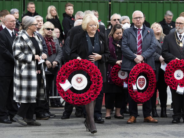 Ann Budge during Hearts Remembrance Sunday Activity at Haymarket Terrace, on November 14, 2021, in Edinburgh, Scotland. (Photo by Paul Devlin / SNS Group)