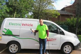 Coun Jason Zadrozny with the council's electric vehicle