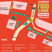 The stall map for Sunday's Food and Drink Festival in Hucknall.