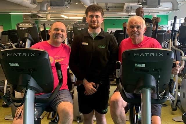 Darryl Claypole and his son Tom, pictured with coach George Healey, begin their epic cycle challenge this week