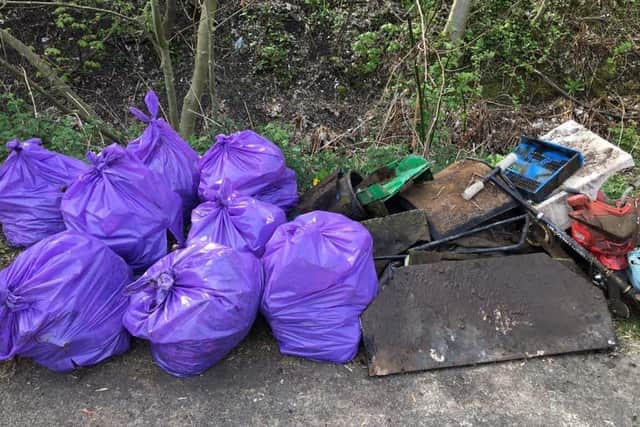 Litter fished out of the stream on Leonard Street in Bulwell