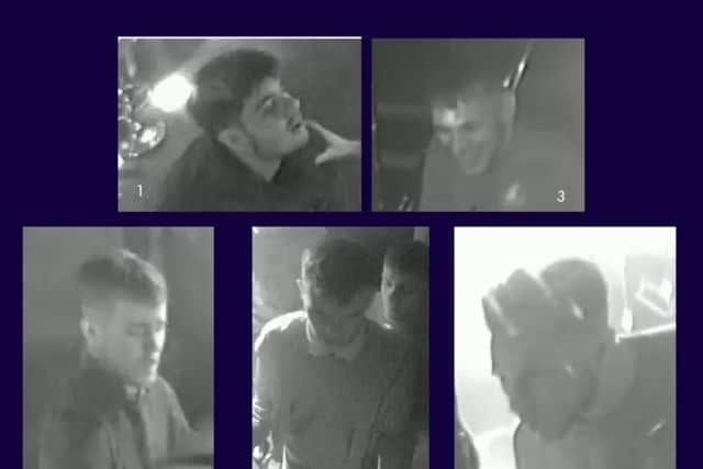 Police would like to speak to these five men in connection with a nightclub assault that left a man in hospital