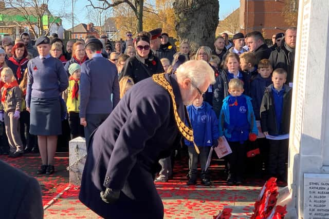 The late Coun Anthony Brewer, former ADC chairman, laying a wreath at last year’s Remembrance Day event
