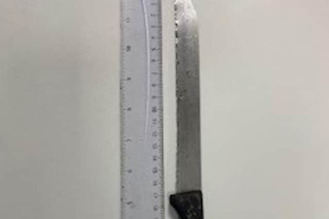 Police recovered this knife from a Hucknall park during patrols following reports of drug use