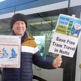 Des Conway - Save Free Tram Travel campaigners at Queen\'s Medical Centre tram stop, Nottingham