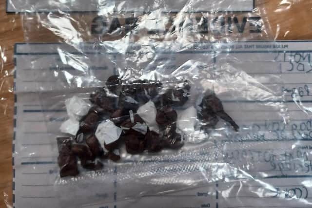 A quantity of white and brown wraps containing class A drugs were seized by police in Ashfield.