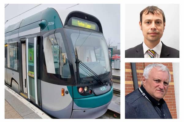 Hucknall councillors Lee Waters (top) and Dave Shaw have both said they are opposing any proposed cuts to concessionary tram travel. Photo: Other