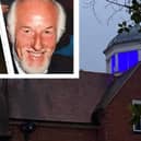 Nottinghamshire Hospice's tower was lit up blue in memory of Hucknall man John French