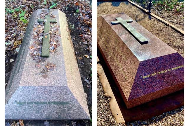 The Annesley Colliery disaster memorial at All Saints church before and after restoration