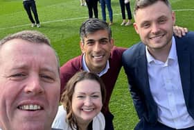 Hucknall MP Mark Spencer, with Prime Minister Rishi Sunak, Rushcliffe MP Ruth Edwards and Nottinghamshire Council leader and Mansfield MP Ben Bradley at the City Ground. Photo: Mark Spencer Facebook