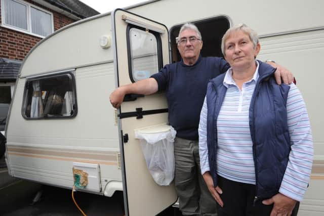 Ted and Elaine Mullane, who had to live in a small caravan on their driveway after their house on Thoresby Dale was completely flooded.
