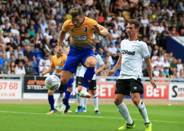Mansfield Town v Derby County on Wednesday July 18th 2018. Mansfield player Alex MacDonald.