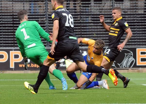 Mansfield Town v Newport County.
Tyler Walker scores for the Stags.