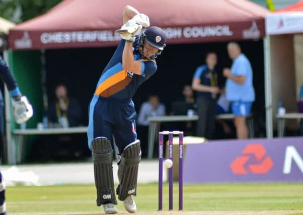 New Notts signing Ben Slater pictured in action for Derbyshire on his home town wicket of Chesterfield