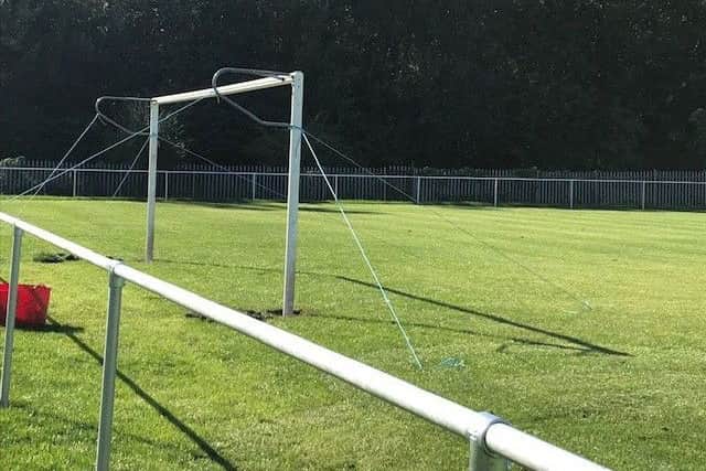 The new perimeter railings at Linby's Church Lane ground.