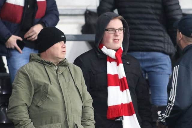 Reds fans pictured at Pride Park. Image by Jez Tighe.