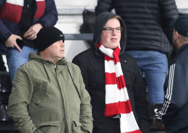 Reds fans pictured at Pride Park. Image by Jez Tighe.