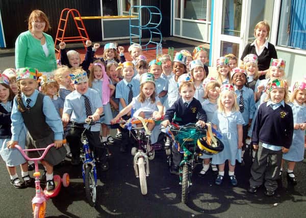 2007: Children prepare for a sponsored bike ride at Hucknall Holy Cross. Are you on this picture?
