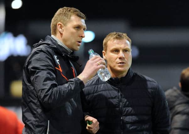 Stags manager, David Flitcroft with assistant Ben Futcher.