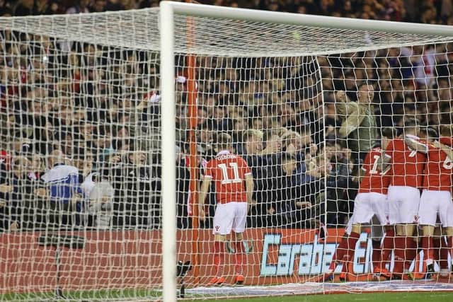 Action from Forest v Derby at The City Ground on Monday. Picture by Jez Tighe.
