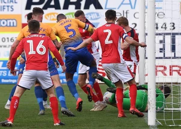 Picture Andrew Roe/AHPIX LTD, Football, EFL Sky Bet League Two, Mansfield Town v Crewe Alexandra, One Call Stadium, 23/03/2019, K.O 3pm

Mansfield's Krystian Pearce scores

Andrew Roe>>>>>>>07826527594