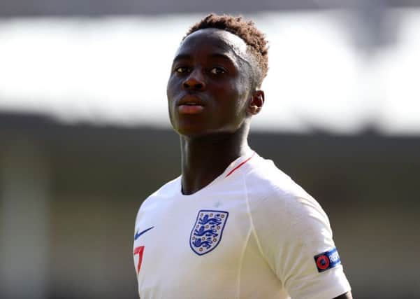WALSALL, ENGLAND - MAY 07: Arvin Appiah of England during the UEFA European Under-17 Championship at Bescot Stadium on May 7, 2018 in Walsall, England. (Photo by Catherine Ivill/Getty Images)