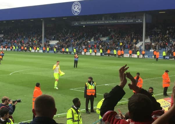Reds keeper Costel Pantilimon salutes the Forest fans after Saturday's win at QPR