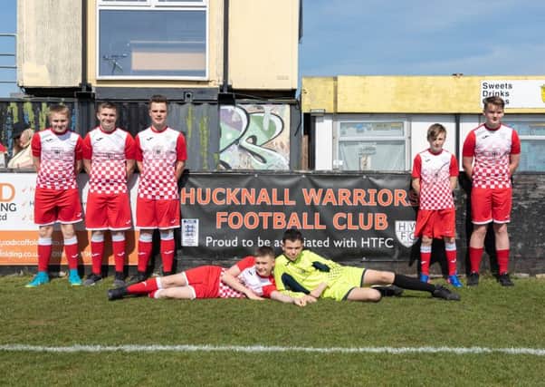 Players from Hucknall Warriors U14s team at Hucknall Towns Watnall Road ground.