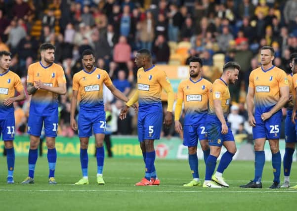 Picture by Howard Roe/AHPIX.com;Football;Skybet; Play Off Semi Final;
Mansfield Town v Newport County
12/5/2019  KO 6.00pm; One Call Stadium;
copyright picture;Howard Roe;07973 739229

Stag's after the penalty shoot out