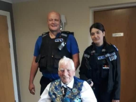 Retired Inspector John Fletcher with officers from Bulwell police station