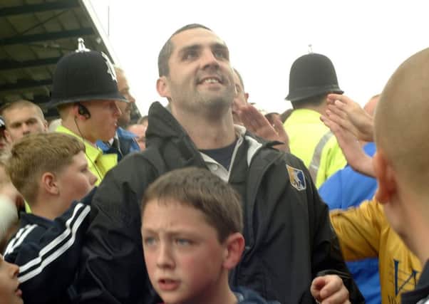 2002 Stags v Carlisle promotion to Div 2 Manager Stuart Watkiss with fans