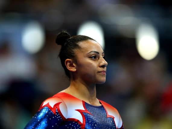 Becky Downie looks on before competing in the Women's Uneven Bar Qualification during day seven of the 2nd European Games at Minsk Arena.