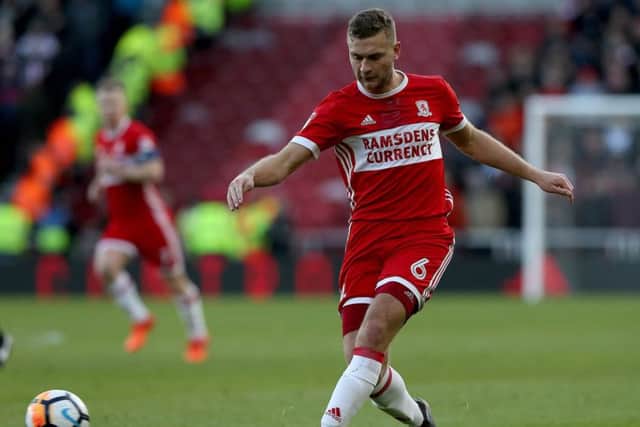MIDDLESBROUGH, ENGLAND - JANUARY 06:  Ben Gibson of Middlesbrough during The Emirates FA Cup Third Round match between Middlesbrough and Sunderland at the Riverside Stadium on January 6, 2018 in Middlesbrough, England. (Photo by Nigel Roddis/Getty Images)