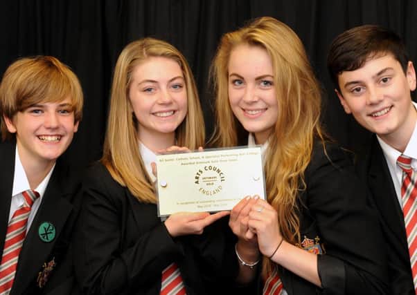 All Saints School, performing arts department have received an Artsmark Gold Award. l-r Zachary Adams 12, Bethany Haywood 15, Anna Broadhead 15 and Connell Pearce 14.