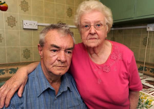 John and Shirley Harvey intimidated by anti-social behaviour in council owned flats, Sutton.