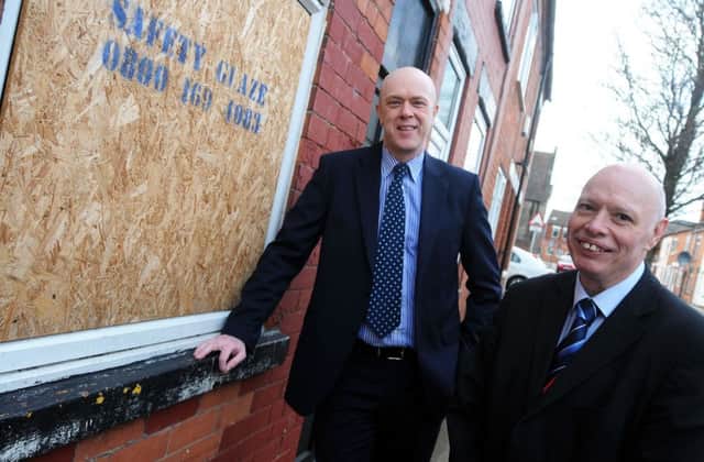 The leader of Ashfield District councillors John Knight and Steve Carroll take a look at an empty house in Sutton