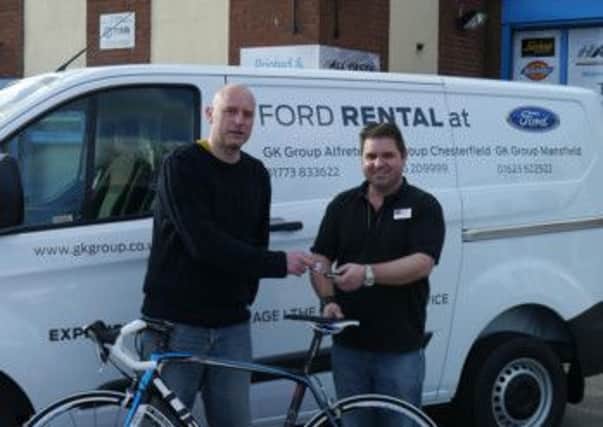 Hall-Fast owner Malk Hall, left, with Pete Kitching from GK Ford Mansfield.