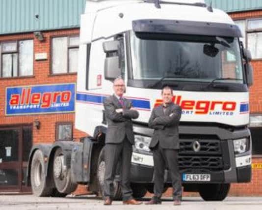 News   RHCV For story about Allegro transport has invested in one new Euro 6 Renault Truck purchased from RHCV.In photo from left: Paul Pearson of RHCV and Chris Hilton Allegro Transport.Picture by: Shawn Ryan.