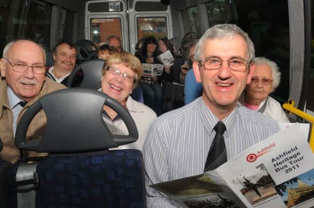 Denis Hill, right, takes a heritage bus tour from Kirkby