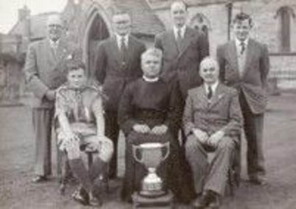 Fred Flint (back row, second right) with Warsop's 1958 Crawford Cup-winning band.