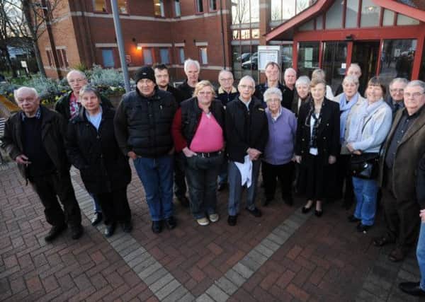 Hucknall residents gather at ADC offices to protest against new Rolls Royce development plans.