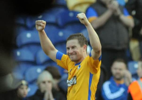 Mansfield Town v WimbledonJamie McGuire celebrates the Stags win.