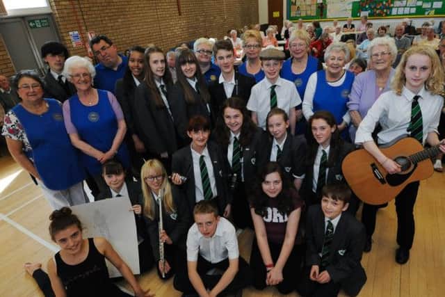 Holgate student visit Central Methodist Church in Hucknall to entertain pensioners with music and drama at annual over 73 Tea party run by Rotary Club.