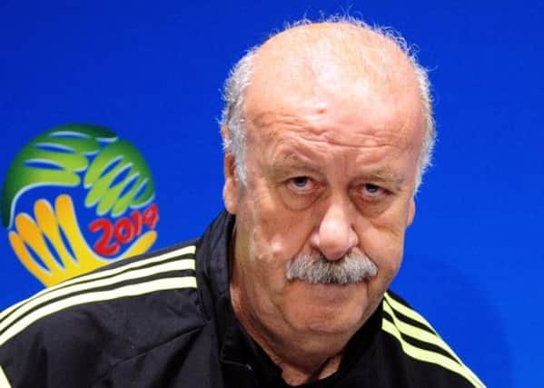 Spain's head coach Vicente del Bosque looks on during an official press conference the day before the group B World Cup soccer match between Spain and Chile at the Maracana stadium in Rio de Janeiro, Brazil, Tuesday, June 17, 2014. Spain will play in group B of the Brazil 2014 World Cup. (AP Photo/Manu Fernandez)