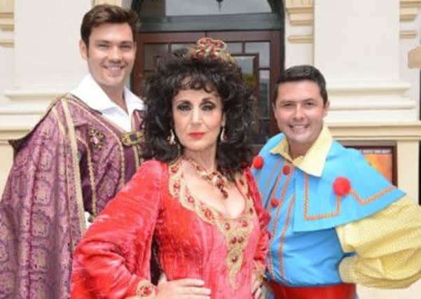 Sam Attwater, Lesley Joseph and Ben Nickless, who are starring in the 2014 Theatre Royal Nottingham pantomime Snow White and the Seven Dwarfs.