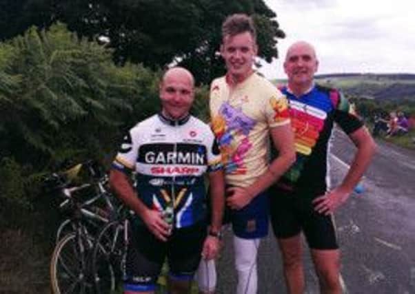Cyclists from Ashfield Rugby Club : James Taylor, Daniel Littlewood, Les Littlewood.