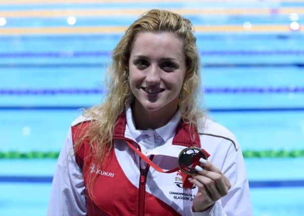 England's Molly Renshaw with her bronze medal for the Women's 200m breaststroke. Picture by: Joe Giddens/PA Wire.